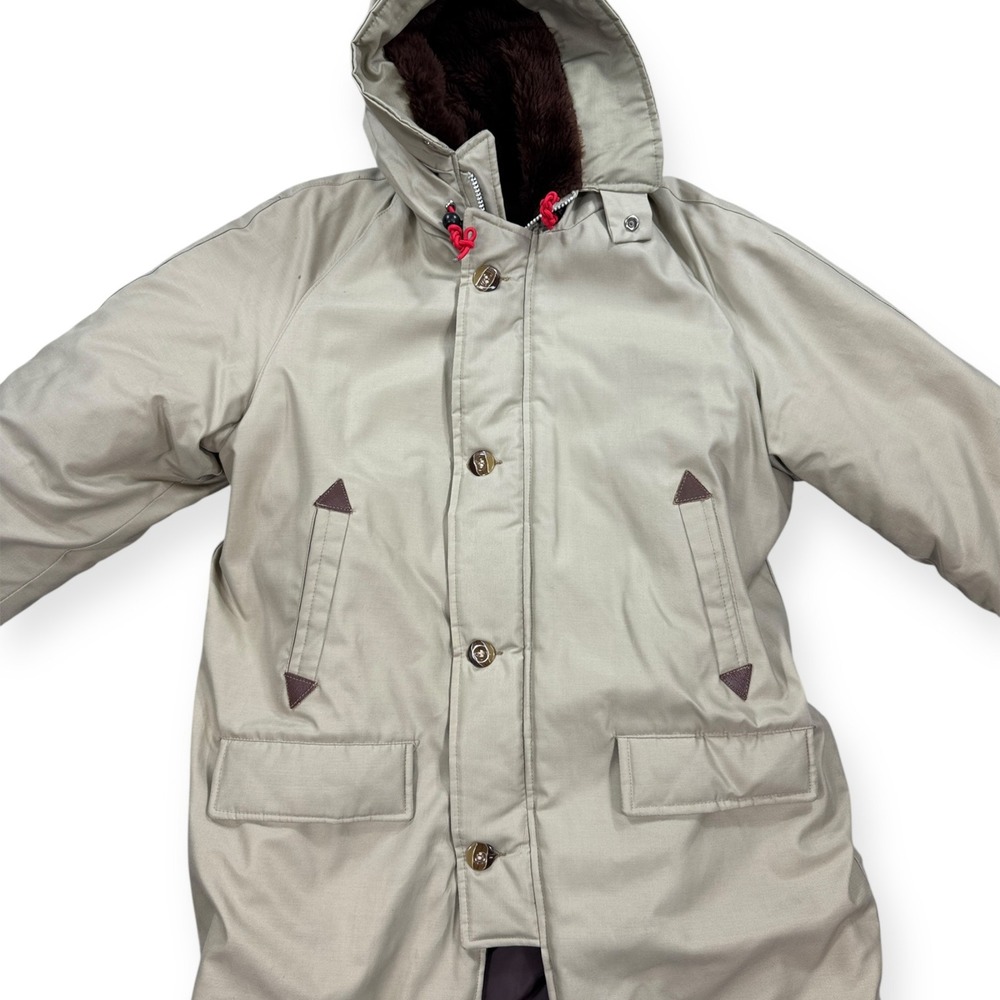 Sears Parka Jacket Vintage 90s Men's 44 Beige Sherpa Hooded Quilted Lined Canada